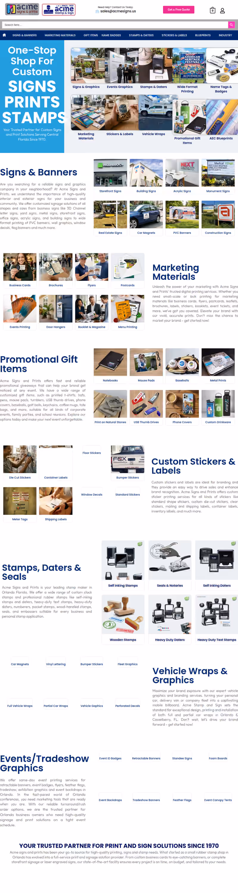 Acme Signs & Prints website screenshot