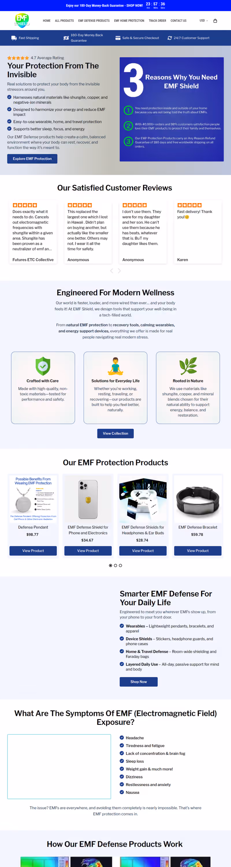 Your EMF Shield website screenshot