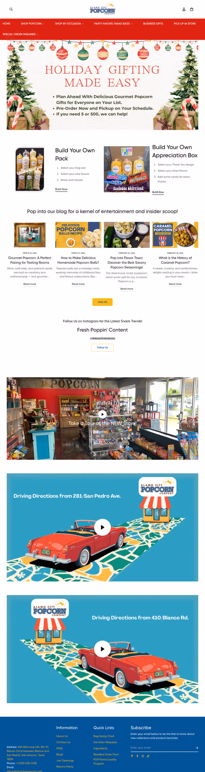 Alamo City Popcorn website screenshot
